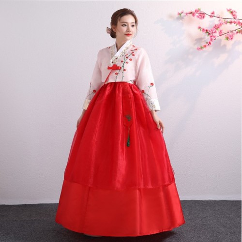 Embroidered Korean Hanbok Dress Women Oriental Traditional Palace Wedding Clothing Ethnic Minority Dance Costumes
